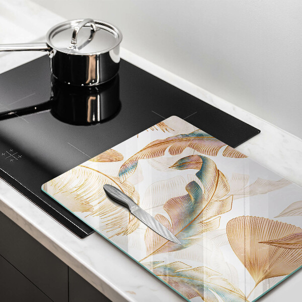 Kryt na varnou desku Boho peří a listy