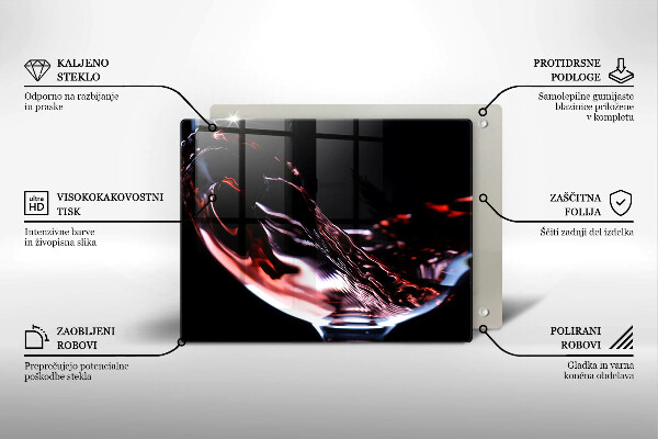 Kryt na varnou desku Sklenka červeného vína