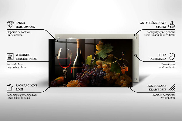 Deska za sporák Sklenka vína a hroznů