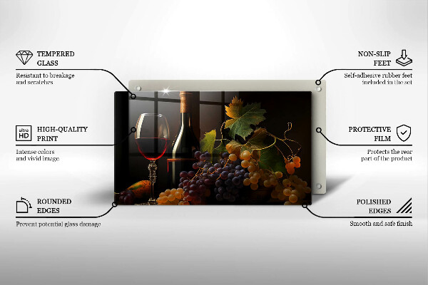 Deska za sporák Sklenka vína a hroznů