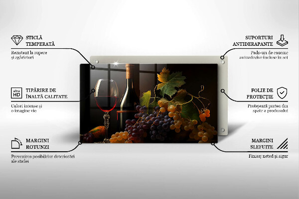 Deska za sporák Sklenka vína a hroznů