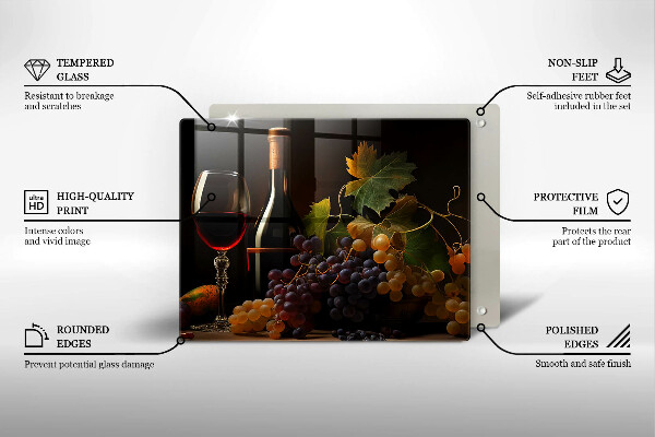 Deska za sporák Sklenka vína a hroznů
