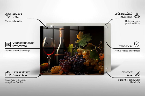 Deska za sporák Sklenka vína a hroznů