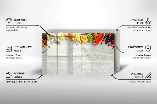 Sklo za sporák Ovoce na prknech