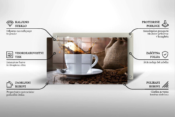 Kryt na varnou desku Šálek a kávová zrna