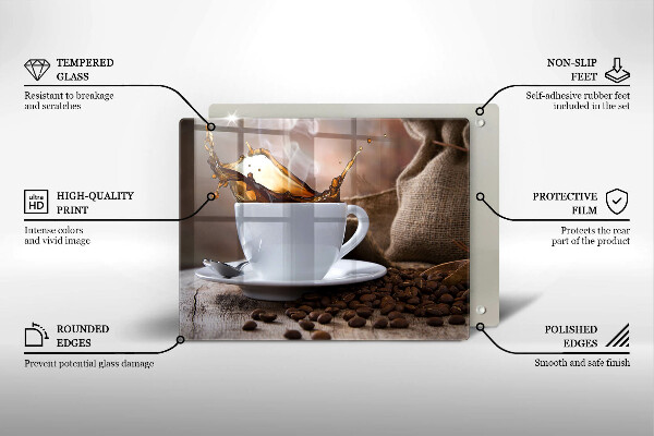 Kryt na varnou desku Šálek a kávová zrna