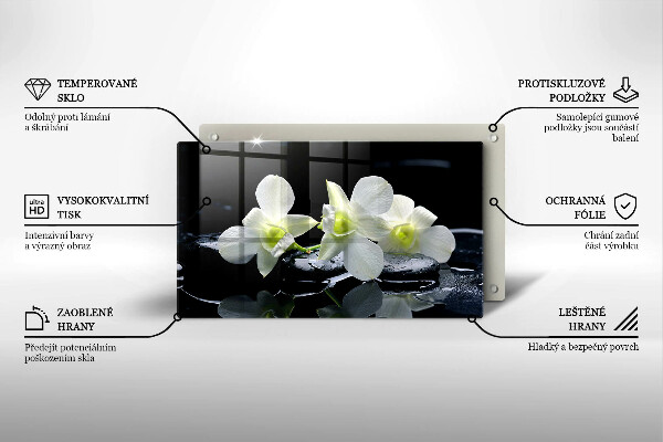 Kryt na varnou desku Bílé květy v zenové vodě