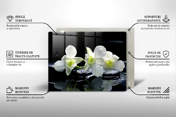 Kryt na varnou desku Bílé květy v zenové vodě