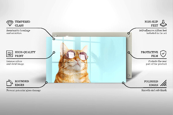 Sklo za sporák Červená kočka s brýlemi