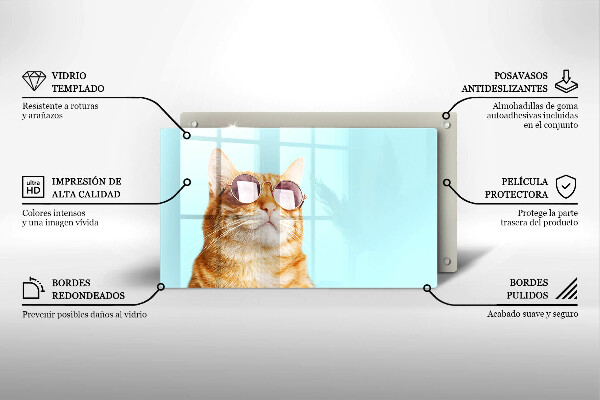 Sklo za sporák Červená kočka s brýlemi