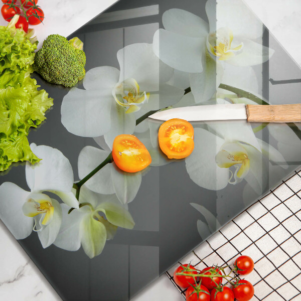 Kryt na varnou desku Bílé květy orchidejí