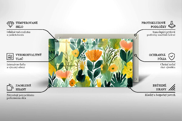 Sklo za sporák Malované květiny