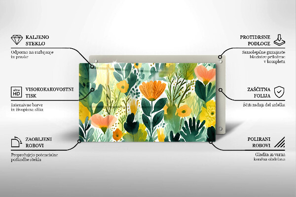 Sklo za sporák Malované květiny