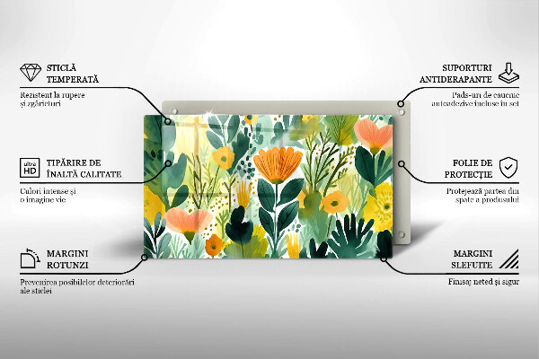 Sklo za sporák Malované květiny