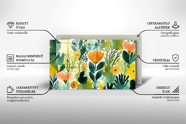 Sklo za sporák Malované květiny