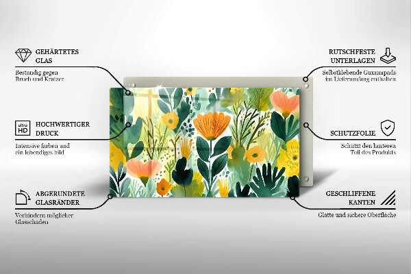 Sklo za sporák Malované květiny