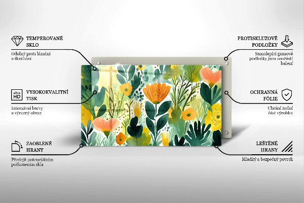 Sklo za sporák Malované květiny