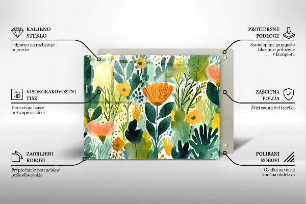 Sklo za sporák Malované květiny