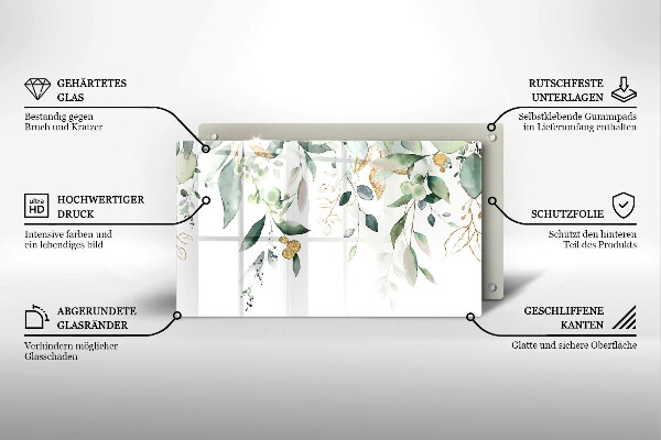 Sklo za sporák Akvarel listy