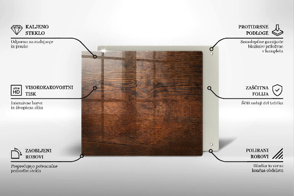 Sklo za varnou desku Deska z tmavého dřeva