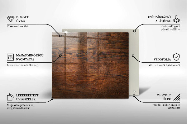 Sklo za varnou desku Deska z tmavého dřeva