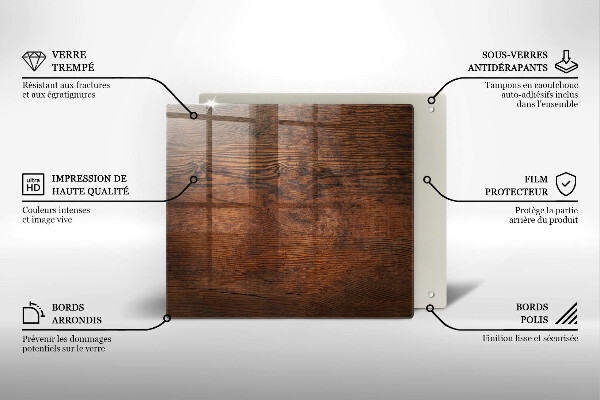 Sklo za varnou desku Deska z tmavého dřeva