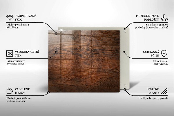 Sklo za varnou desku Deska z tmavého dřeva