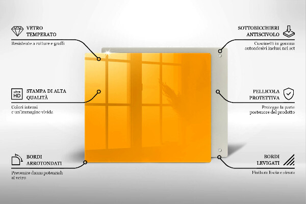 Sklo za varnou desku Tmavě žlutá barva