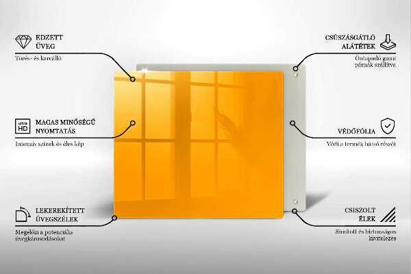 Sklo za varnou desku Tmavě žlutá barva