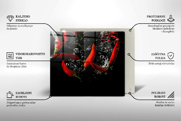Sklo za varnou desku Chilli papričky ve vodě