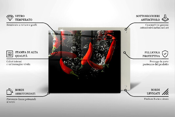 Sklo za varnou desku Chilli papričky ve vodě