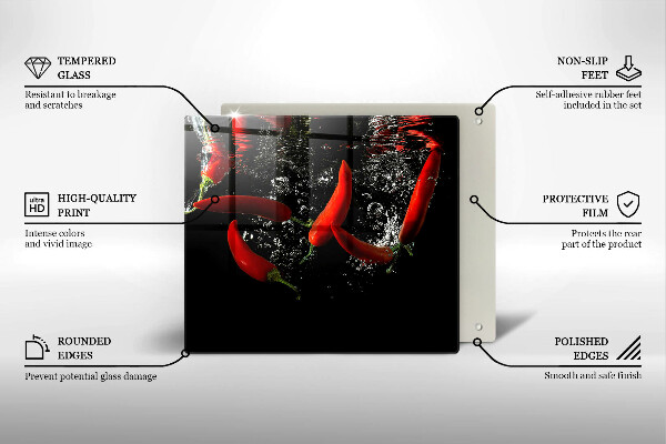 Sklo za varnou desku Chilli papričky ve vodě