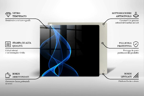 Sklo za varnou desku Modré čáry kouře