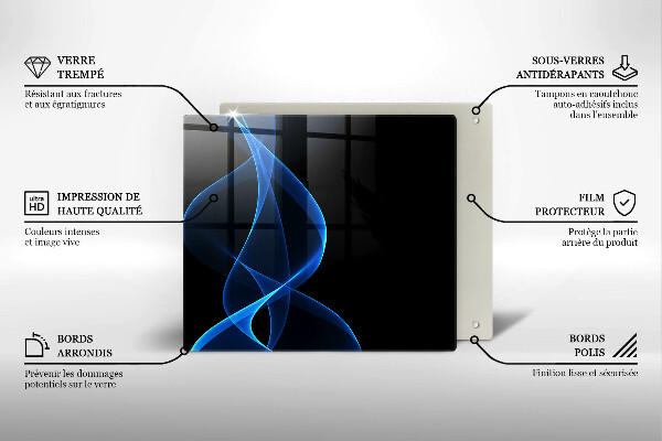 Sklo za varnou desku Modré čáry kouře