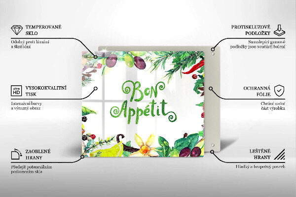 Sklo za varnou desku Bon appetit nápis