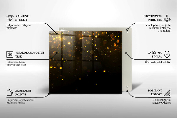 Sklo za varnou desku Zlaté třpytky