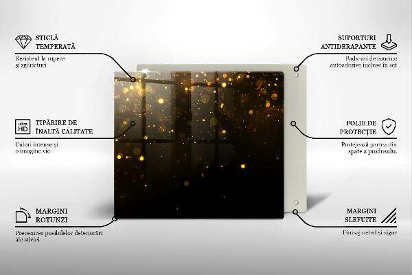 Sklo za varnou desku Zlaté třpytky