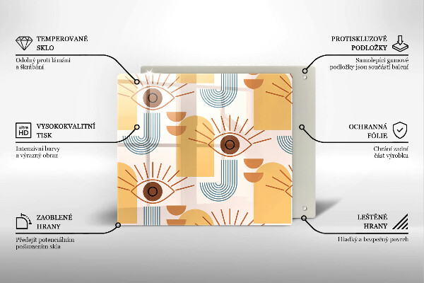 Sklo za varnou desku Boho vzor očí