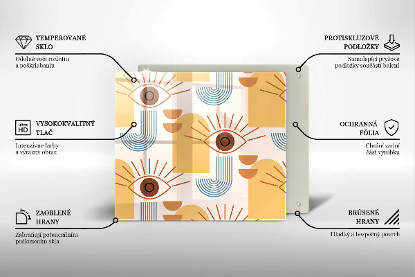 Sklo za varnou desku Boho vzor očí