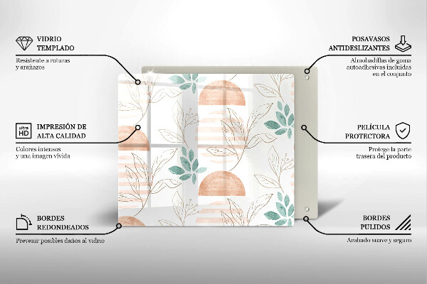 Sklo za varnou desku Boho listy vzor