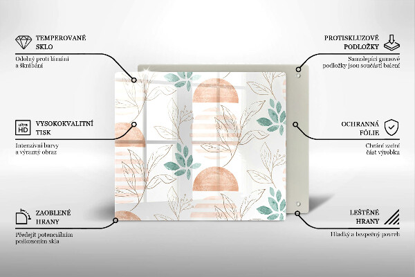Sklo za varnou desku Boho listy vzor