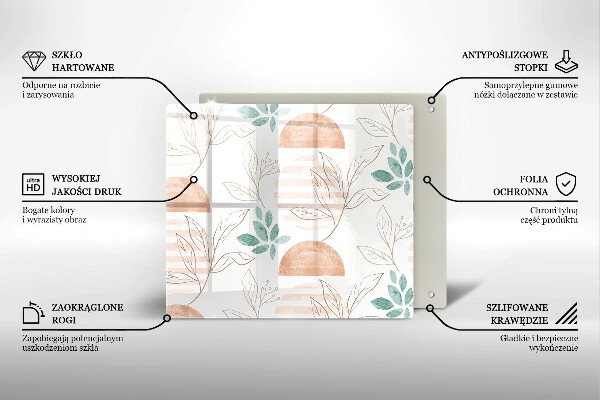 Sklo za varnou desku Boho listy vzor