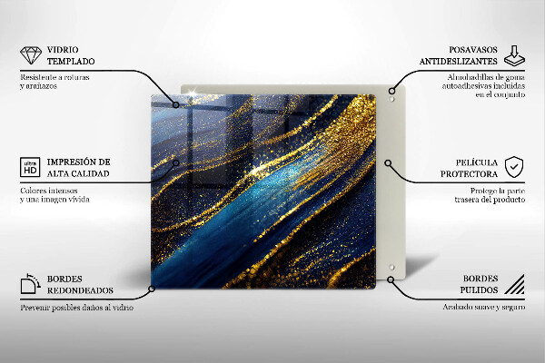 Sklo za varnou desku Námořnická modrá abstrakce