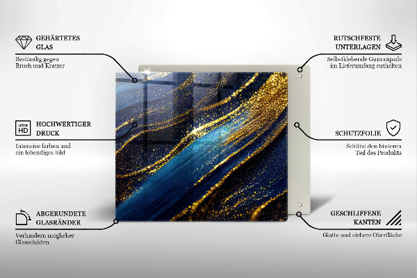 Sklo za varnou desku Námořnická modrá abstrakce