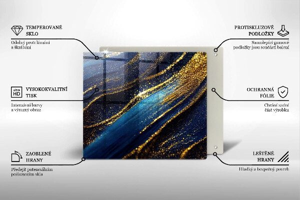 Sklo za varnou desku Námořnická modrá abstrakce