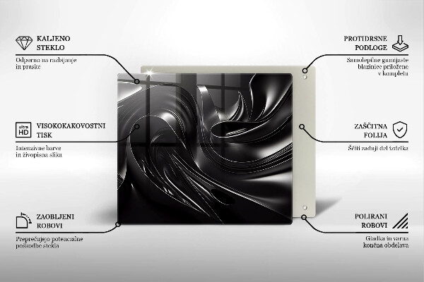 Sklo za varnou desku Abstraktní černá hmota