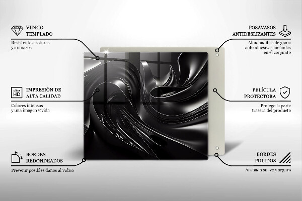 Sklo za varnou desku Abstraktní černá hmota