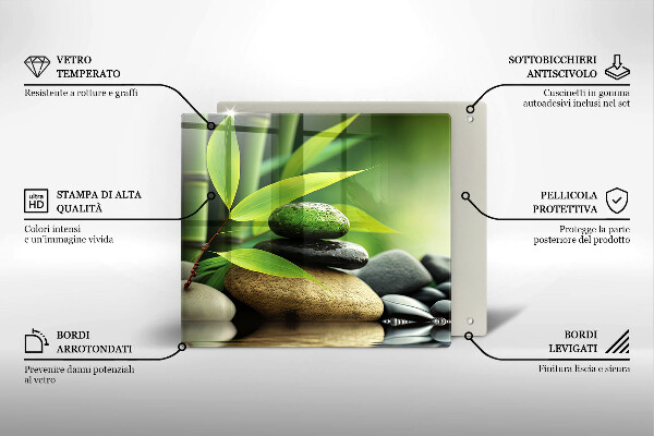 Sklo za varnou desku Zen bambusové kameny