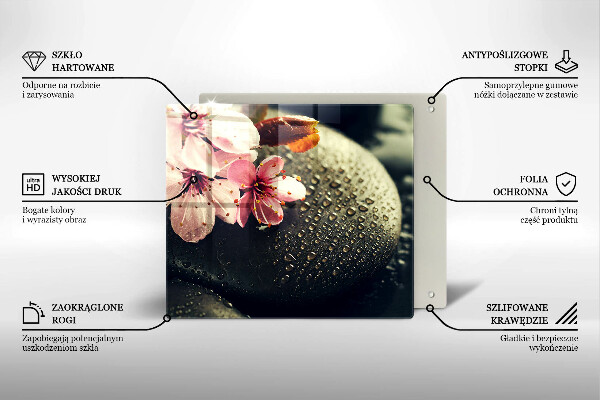 Sklo za varnou desku Květiny zenové kameny