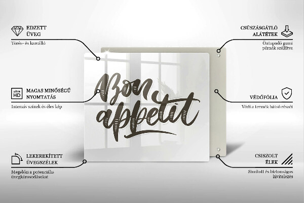 Sklo za varnou desku Bon appetit nápis